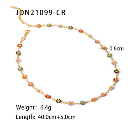 18K Gold-Plated Daisy Earrings with Daisy Chain Necklace - Summer Fashion Jewelry