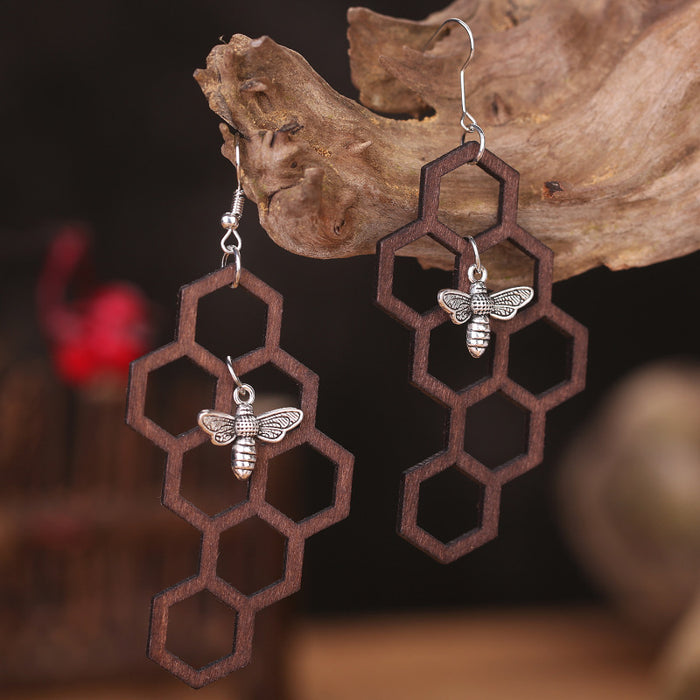 Wooden hollow butterfly earrings