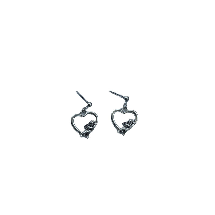 Heart-shaped angel earrings hollow design simple and sweet no ear piercing ear clip