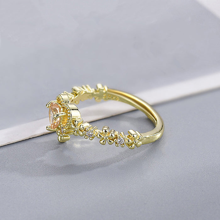 Anillo de flores de amor para mujer, diseño de personalidad popular en forma de corazón