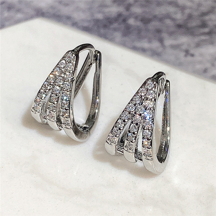 Geometric zircon earrings full of diamonds wholesale