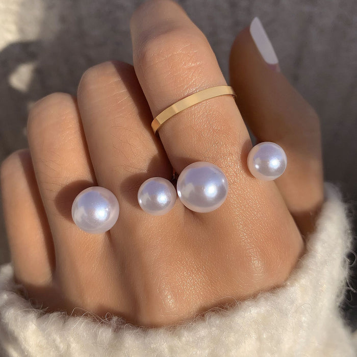 Pearl open simple metal ring 3-piece set