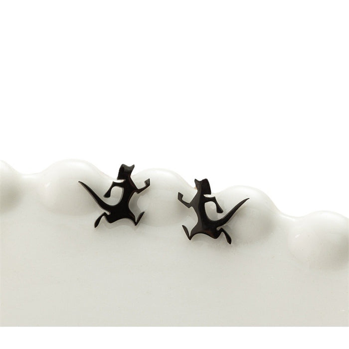 Running Dog Stainless Steel Stud Earrings - Fun and Playful Animal Jewelry