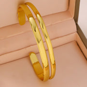 Wholesale 304 Stainless Steel Wide Open Cuff Bracelets with Irregular Shapes, Striped Textures, and Floral/Scallop Embossing - wallojewerly 