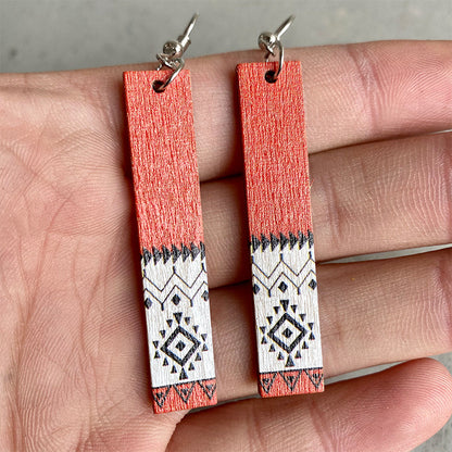 Wooden rectangular earrings