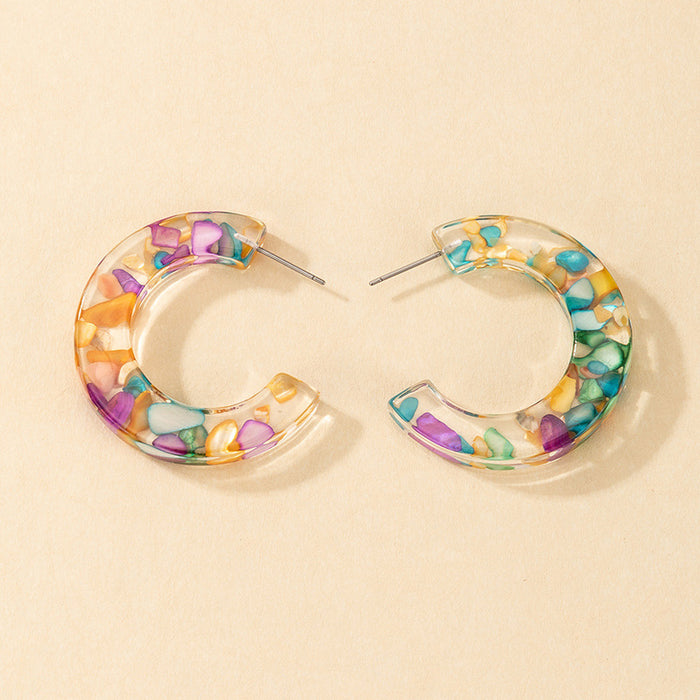 Cylindrical Acetate Acrylic C-Shaped Trendy Earrings