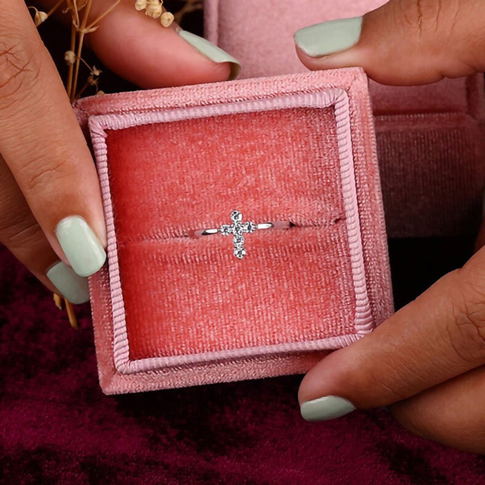 Cross micro-inlaid niche ring temperament sweet ring