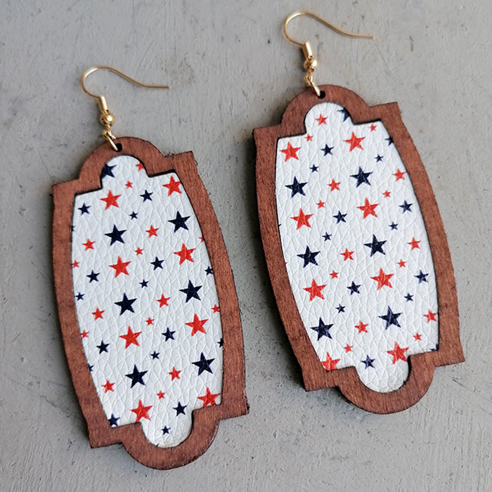 Wooden patriotic earrings