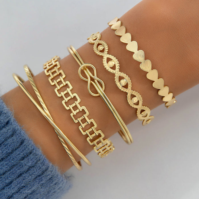 Wide Band Cuff Bracelet Set – Gold-Toned Statement Jewelry