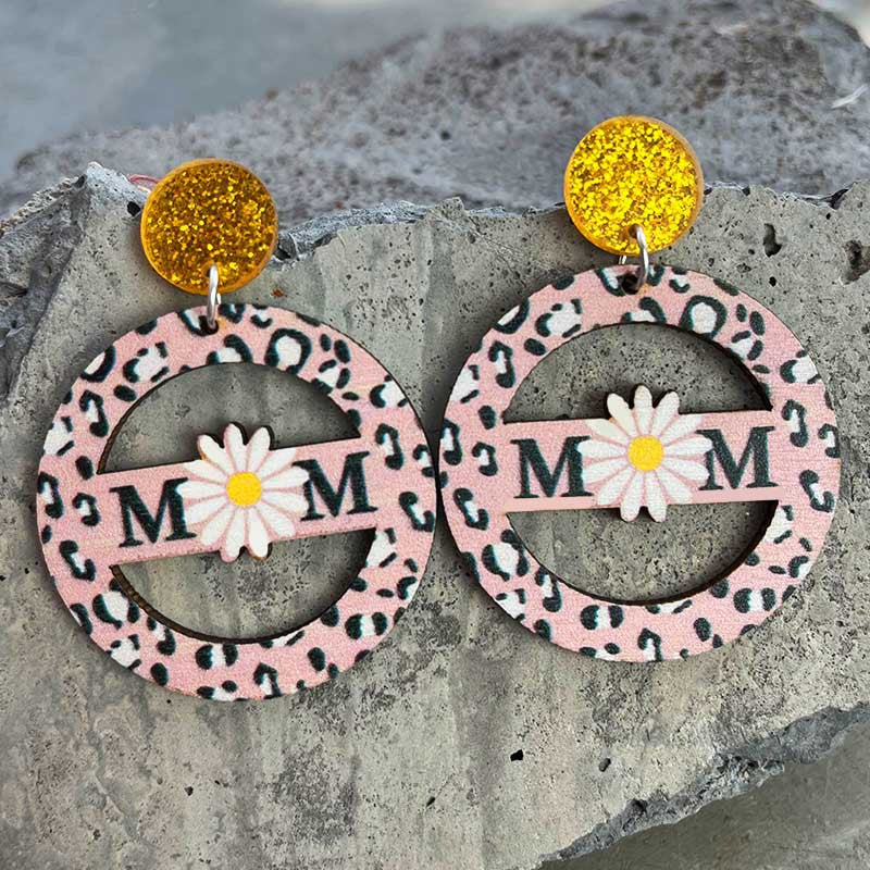 Mother's Day Earrings with Sunflower, Daisy, Butterfly, and Leopard Print - wallojewerly 