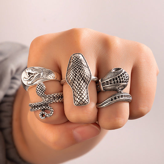 Alloy Animal Snake Shape 4-piece Vintage Ring Set