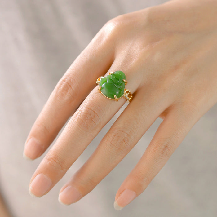 Wholesale 18K gold plated copper Maitreya Buddha open ring