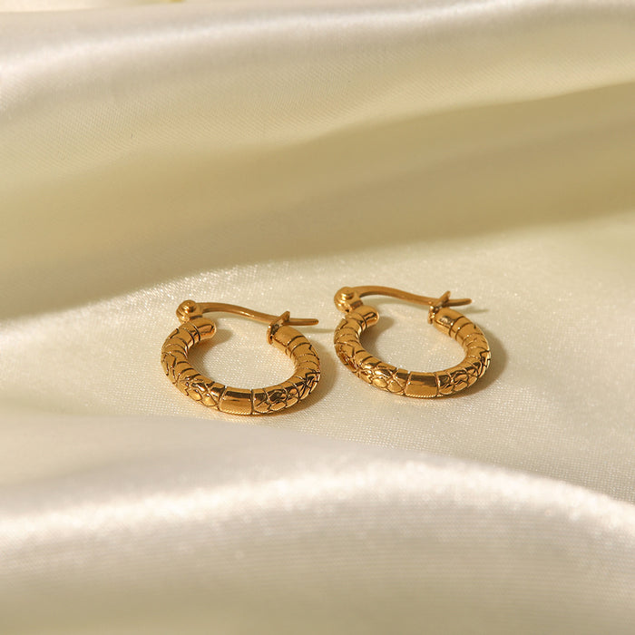 Pendientes de aro pequeños vintage de tendencia: pendientes redondos de acero inoxidable antialérgicos de acero de titanio para mujer