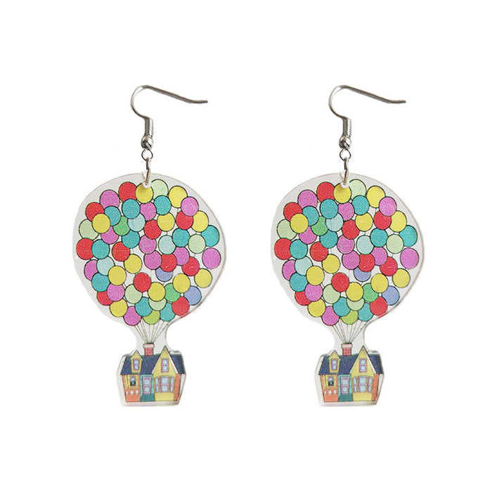 Storybook Earrings with School Bus and Colorful Fish Designs