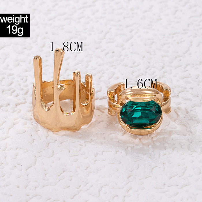 Gold ring two-piece set simple and creative, imitation gemstone geometric irregular 80