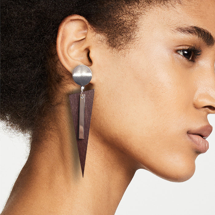 Wooden triangular earrings