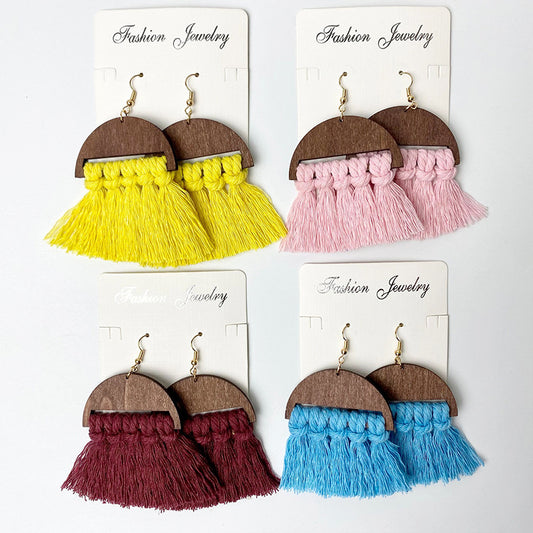 Handwoven Bohemian Tassel Earrings for Simple Ethnic Style