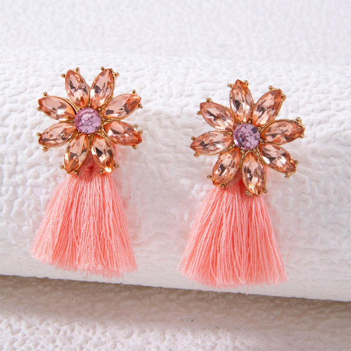 Colorful diamond petal earrings, tassel earrings, designer earrings