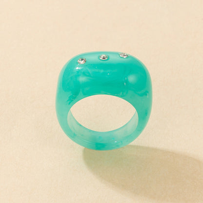 Transparent acrylic resin ring, retro ins style diamond design