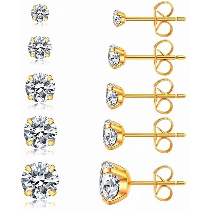 Round claw earrings, zircon vacuum plated ear hooks, simple diamond earrings