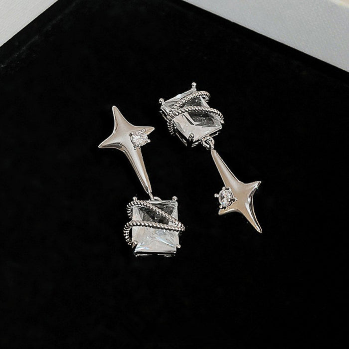 Star ice cube earrings four-pointed star stitching cross earrings