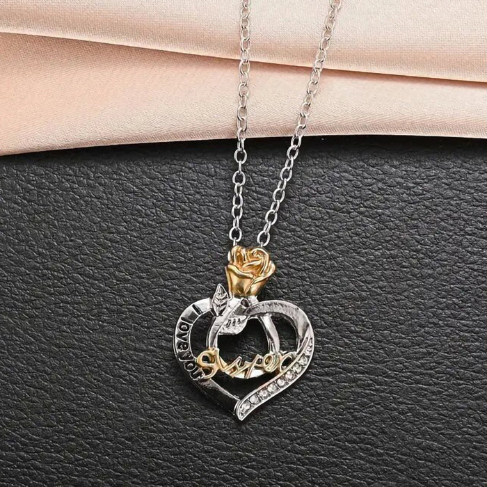 Two-color rose heart necklace birthday gift