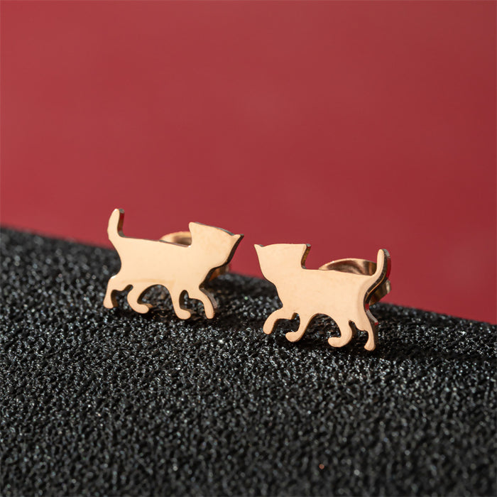 Mini Cat Paw Stainless Steel Stud Earrings - Adorable Pet Jewelry for Animal Lovers