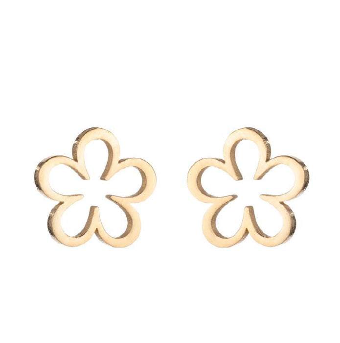 Floral Hollow Stainless Steel Stud Earrings - French-Style Vintage Jewelry - wallojewerly 