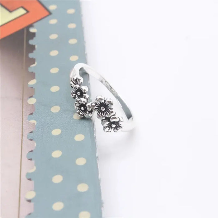 Anillo de circonita con diseño de Sakura, regalo de dama de honor, anillo retro para mujer