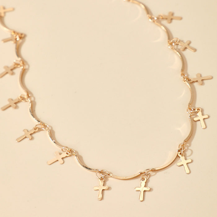 Cross geometric simple single layer pendant waist chain