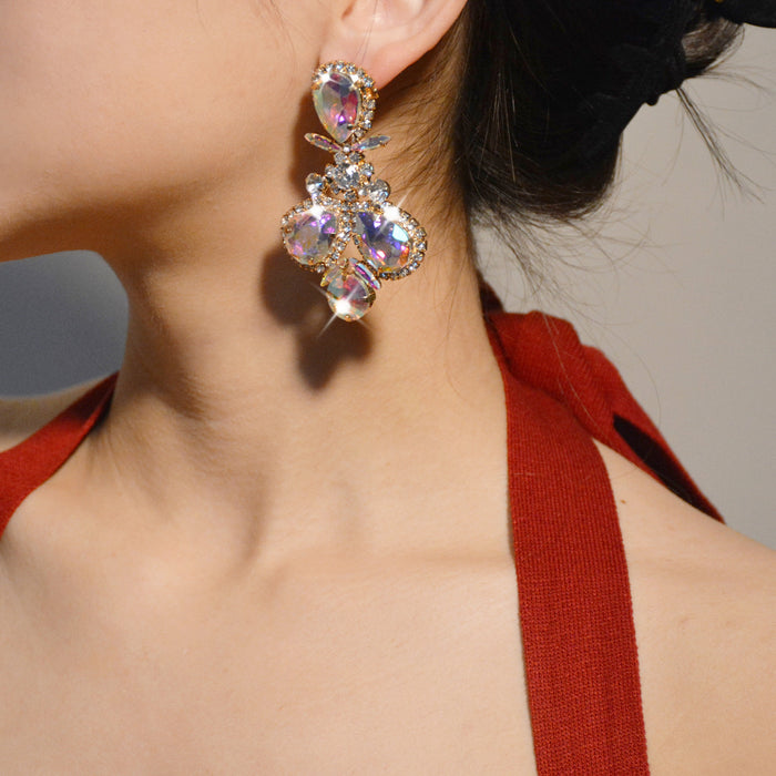 Geometric Zircon Earrings - Colorful Rhinestone Statement Jewelry for a Bold Look - wallojewerly 