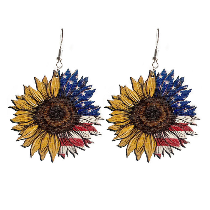 Independence Day patriotic wooden earrings