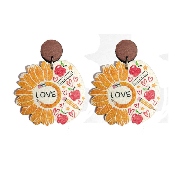 Teacher Earrings with Pencil, Apple, Sunflower, and Thank You Gifts