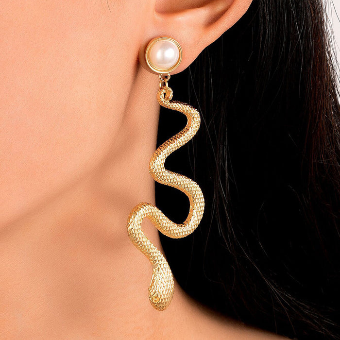 Personalized exaggerated snake earrings metal snake element earrings