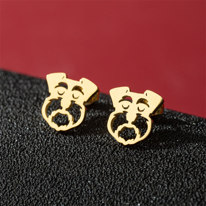 Dog and Cat Stainless Steel Stud Earrings - Cute and Playful Animal Jewelry