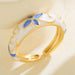 Wholesale colored enamel dripping round irregular flower bud opening rings - wallojewerly 