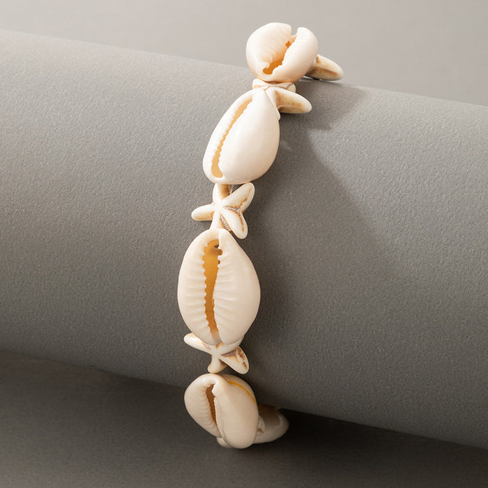 Shell Starfish Single Layer Bracelet - Seaside Vacation Style Bracelet