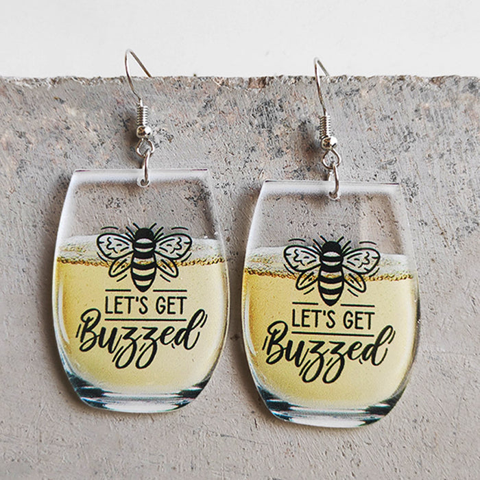 Drink Earrings with Letter, Bee, Whiskey, and Beer Designs