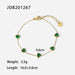 Vintage Green Zircon Jewelry Set - Stainless Steel Necklace, Earrings, Bracelet, and Ring for Women - wallojewerly 