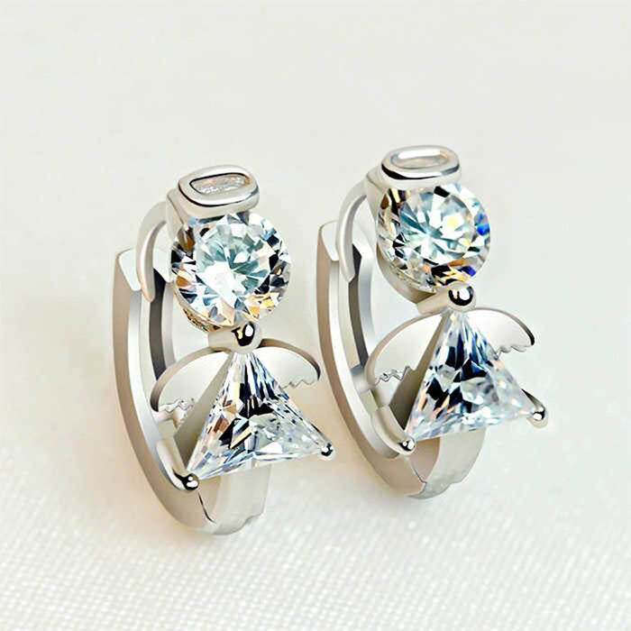 Angel ear clips creative women's zircon earrings