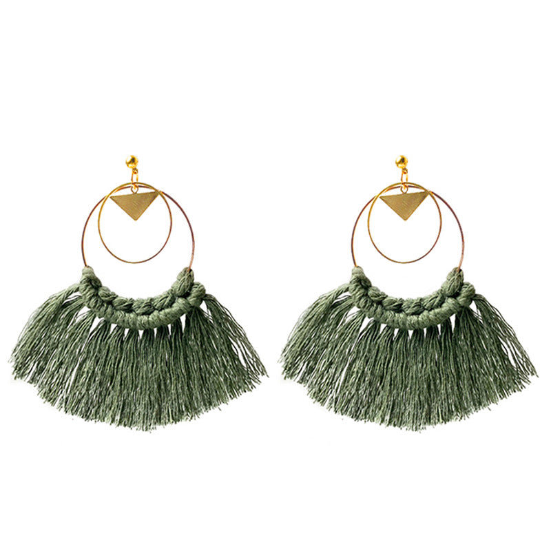 Bohemian Tassel Earrings with Wooden Design for Wedding and Gifts