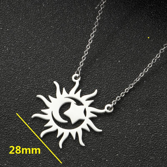 Collar con colgante de cara sonriente de sol, cadena de clavícula geométrica de sol, luna y estrella, venta al por mayor de lujo