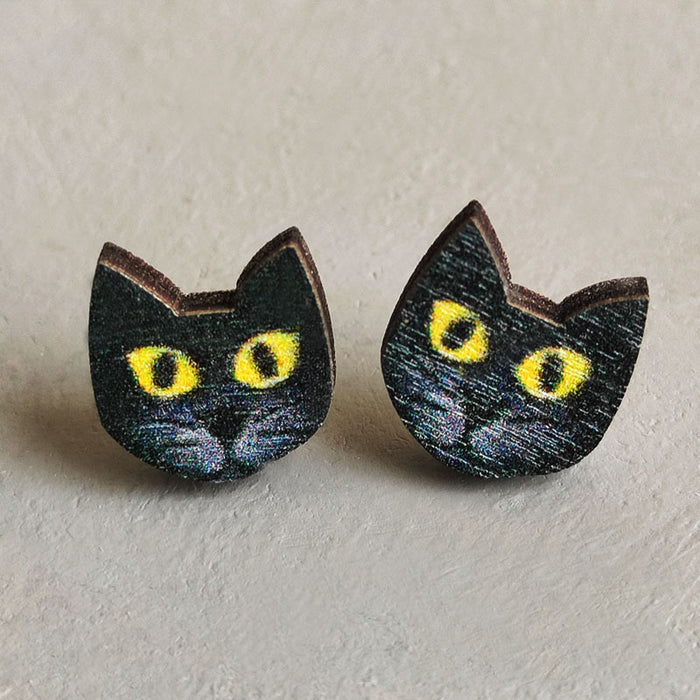 Halloween Ghost Earrings with Pumpkin, Black Cat, Bat, and Skull Designs