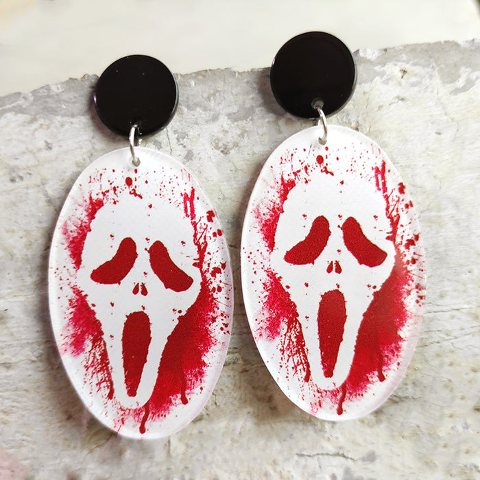 Halloween moth balloon playing card skull acrylic earrings - wallojewerly 