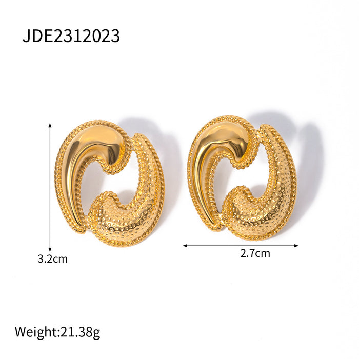 Pendientes gemelos de acero inoxidable bañados en oro de 18 quilates con forma de lágrima: joyería exclusiva para mujer