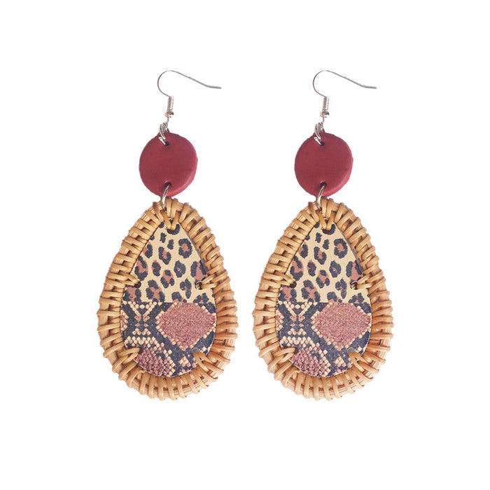 Wooden leopard print earrings