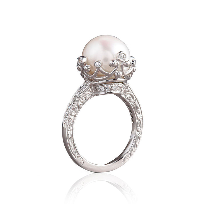 Palace style imitation pearl ring retro women's ring