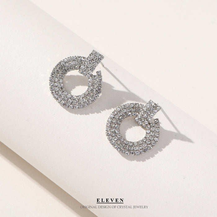 Creative Zircon Hoop Earrings - Minimalist Sparkling Studs for a Bold Look