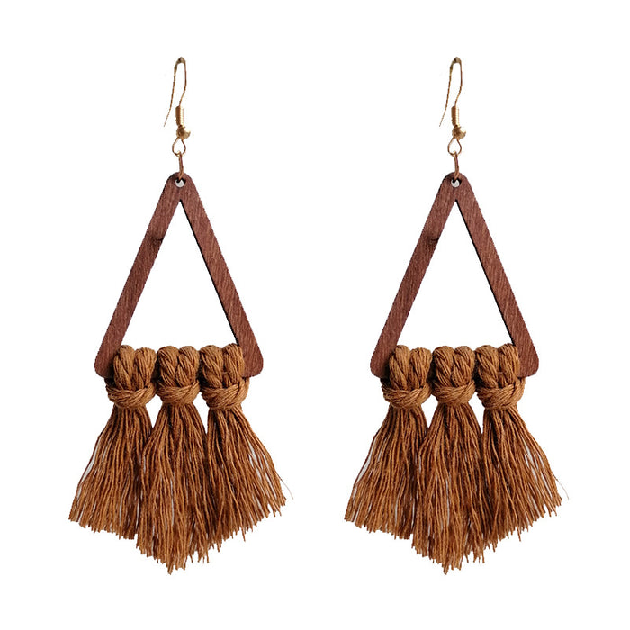 Summer Tassel Earrings with Morandi Color and Triangle Design