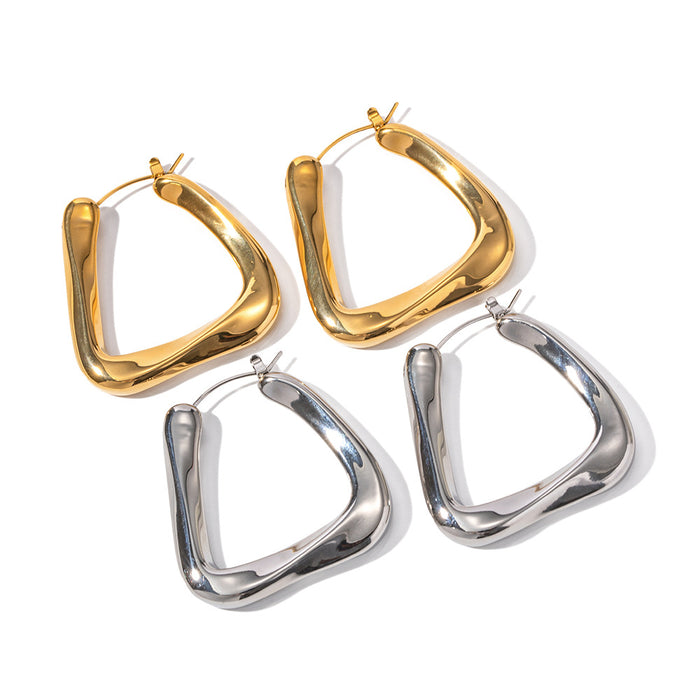 18K Gold Plated Stainless Steel Chunky Hoop Earrings - Elegant Fashion Jewelry